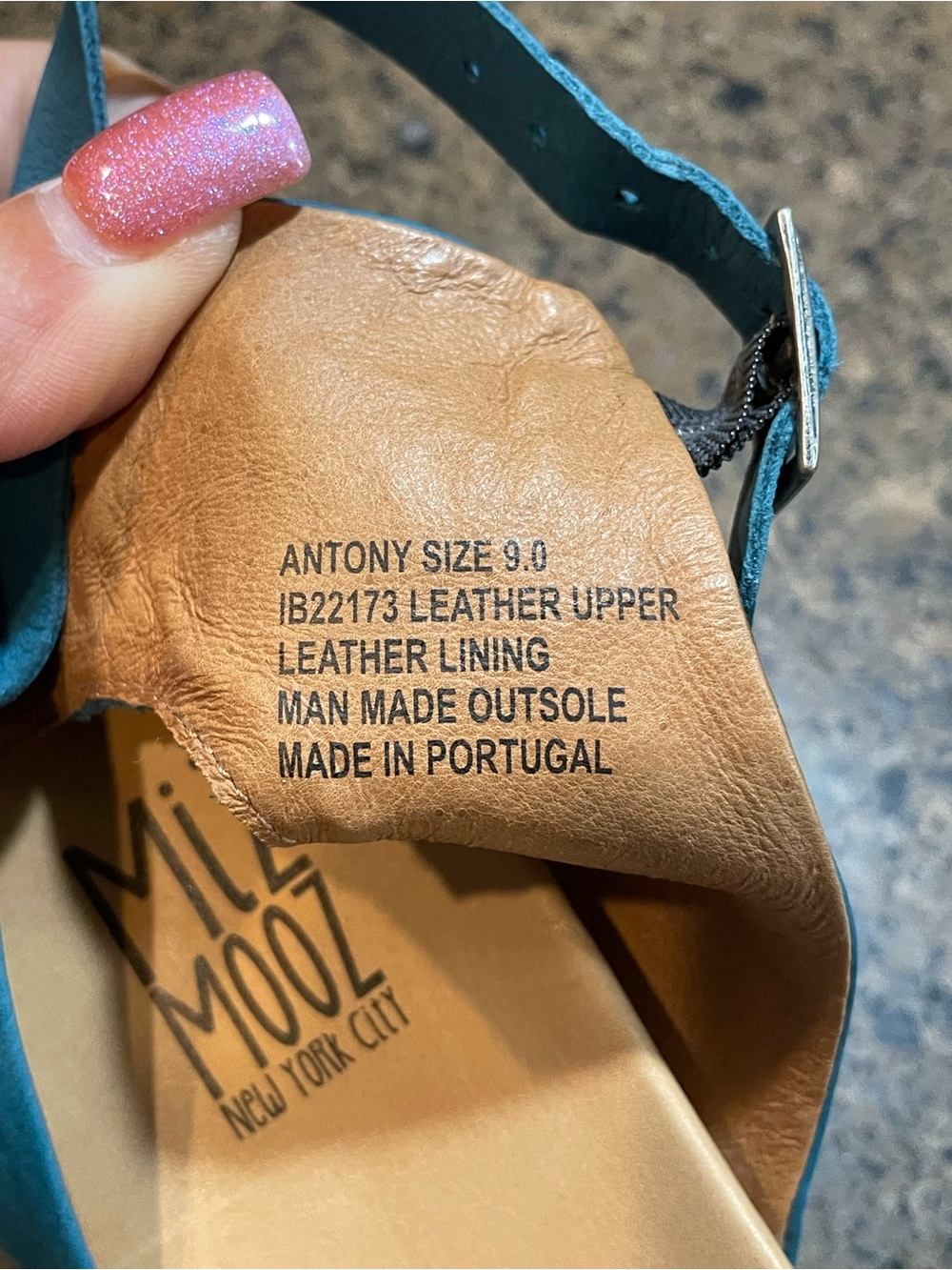 Boho Summer Fall Antony Flat Miz Mooz Leather Marine Teal Gladiator Sandal Sz 9 - Picture 10 of 10